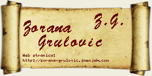 Zorana Grulović vizit kartica